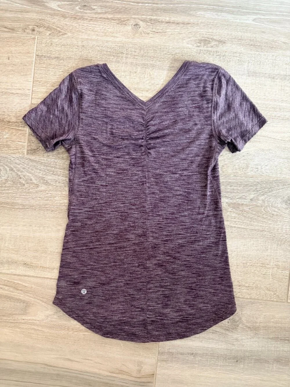 Lululemon Intensi-Tee Heathered Purple Short Sleeve Ruched Top Sz 6